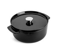 KitchenAid Cast Iron Cocotte en Fonte Émaillée avec Couvercle, Ø 26cm, Ronde, 5,2L, 6kg, Haute Qualité & Durable, Saisir, Frire, Sans PFAS, Induction, Poignée Ergonomique, Au four à 260°C, Onyx Noir