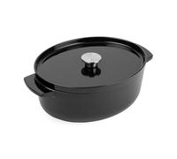 Cocotte KitchenAid avec couvercle, noire, ovale, passe au four, facile à nettoyer