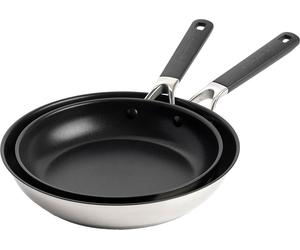 KitchenAid Classic en acier inoxydable antiadhésif, lot de 2 pièces, noir, poêles à frire