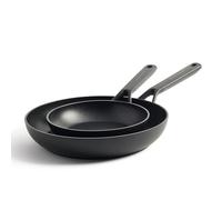 KitchenAid Classic Forged Aluminium Ensemble de poêles à frire 20 cm et 28 cm en céramique anodisée dure antiadhésive, sans PFAS, compatible avec l'induction, le four et le lave-vaisselle, Noir