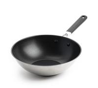 KitchenAid Classic Stainless Steel Wok de 28 cm en Acier inoxydable, Sans PFAS, Céramique saine et Antiadhésive, Clad, Induction, Poignée Stay-Cool, Convient pour le four jusqu'à 160°C, Argent