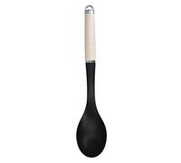 KitchenAid - Cuillère de Cuisine Multi Tâches en Nylon Anti-Adhérent et Manche en Inox - Couleur Blanc Amande et Noir