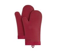 KitchenAid Ensemble de Gants de Cuisine côtelés en Silicone Souple, 17,8 x 33 cm, Rouge Passion