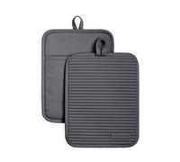 KitchenAid Ensemble de maniques en Silicone Souple côtelé, Gris Anthracite, 17,8 x 22,9 cm