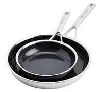 KitchenAid - Ensemble de poêles à frire en acier inoxydable multiplis 20 cm + 28 cm