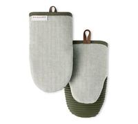 KITCHENAID® Evergreen Design Series Lot de 2 mini gants de cuisine en silicone souple nervuré à chevrons, résistants à la chaleur jusqu'à 260 °C, flexibles et imperméables, vert forêt foncé, 14 x 22,9