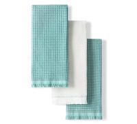 KitchenAid Gourmet Series Gridlines Lot de 3 torchons de Cuisine, 100% Coton Absorbant, Eau minérale, Turquoise, 45,7 x 71,1 cm