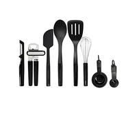 KitchenAid - Kit de 15 Ustensiles de Cuisine Variés, Résistants à la Chaleur et Lavables au Lave-Vaisselle - Noir