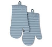 KitchenAid Lot de 2 Gants de Cuisine côtelés en Silicone Doux, Bleu Brouillard, 19,1 x 33 cm