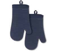 KitchenAid Lot de 2 Gants de Cuisine côtelés en Silicone Doux, Bleu Encre, 19,1 x 33 cm