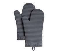 KitchenAid Lot de 2 Gants de Cuisine côtelés en Silicone Doux, Gris Anthracite