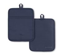 KitchenAid Lot de 2 maniques côtelées en Silicone Souple, Bleu Encre, 17,8 x 22,9 cm