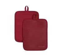 KitchenAid Lot de 2 maniques côtelées en Silicone Souple, Rouge Passion, 17,8 x 22,9 cm