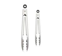 KitchenAid Lot de 2 pinces en acier inoxydable avec bords festonnés - Verrouillage facile - Passe au lave-vaisselle - Durable et polyvalent - 17,8 cm et 22,9 cm - Argent