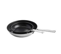 KitchenAid Lot de 2 poêles inox, antiadhésif céramique, induction | Deux poêles inox antiadhésives en céramique, fond à cœur en aluminium, induction, four 220 °C, lave-vaisselle