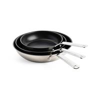 KitchenAid Lot 3 poêles inox – Céramique antiadhésif sans PFAS, Induction/Four, 20/24/28 cm Argenté