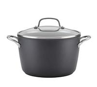 KitchenAid Marmite antiadhésive à induction anodisée dure avec couvercle, 8 litres, noir mat