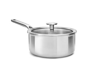 KitchenAid MultiPly 3PLY Cocotte en Acier Inoxydable Sans PFAS avec Couvercle en Verre, 18 cm/2,13 L, Triply, Multiclad, Induction, Va au four jusqu'à 220°C, Lave-Vaisselle, Argent