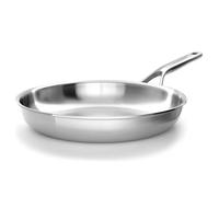 KitchenAid MultiPly Poêle En Inox 3 Couches 28 Cm, Sans Revêtement, Noyau Aluminium, Bord Verseur, Induction, Four 220°C, Lave-Vaisselle, Argent