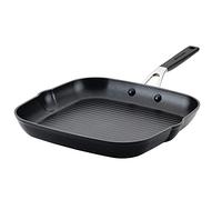 KitchenAid Poêle à griller carrée antiadhésive anodisée dure avec becs verseurs, 28 cm, noir onyx