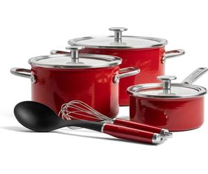 KitchenAid Set de poêles Steel Core Enamel rouge Keizer 8 pièces