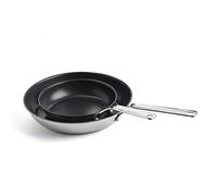 KitchenAid Stainless Steel Ensemble de poêles à frire antiadhésives en céramique sans PFAS en acier inoxydable de 20 cm et 28 cm, résistant à l'induction et au four, argenté