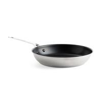 KitchenAid Stainless Steel Poêle à frire en céramique antiadhésive de 28 cm en acier inoxydable sans PFAS, résistant à l'induction et au four, argenté