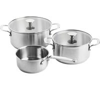 KitchenAid Stainless Steel Batterie de cuisine en acier inoxydable 3 couches antiadhésives, 5 pièces, compatible avec l'induction et le four, argenté