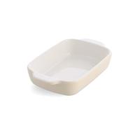 KitchenAid Stoneware Plat à Four Rectangulaire Antiadhésif en Céramique avec Couvercle en Bambou, 20 cm/0,9L, sans PFAS, Gain de Place, Va au four jusqu'à 260°C, Va au Lave-Vaisselle, Amande Crème