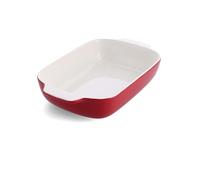 KitchenAid Stoneware Plat à Four Rectangulaire Antiadhésif en Céramique avec Couvercle en Bambou, 32 cm/3,8L, sans PFAS, Gain de Place, Va au four jusqu'à 260°C, Va au Lave-Vaisselle, Empire Rouge
