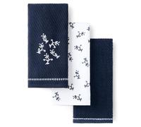 KitchenAid Vintage Florals Collector Series Lot de 3 torchons de Cuisine brodés, absorbants, 100% Coton, Double Usage, Bleu Encre, 45,7 x 71,1 cm