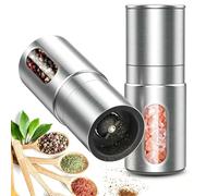KitchenBoss 2 Set Moulin a Poivre 150 ml Inoxydable | Moulin à Sel avec Meule en Céramique pour le Sel, le Poivre et le Piment (Non Rempli)