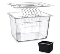 KitchenBoss Container Sous Vide 11L avec Couvercle et Grille Inox - Set Complet avec Housse Isolante Néoprène, Compatible avec la Plupart des Cuiseurs, Idéal pour Cuisson Longue et Homogène