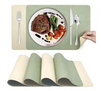 KitchenBoss Set de Table Lavable et Dessous de Verre - Antidérapants - Double Face - Dessous de Table avec Salle à Manger en PVC - 43 x 30 cm - Lot de 6