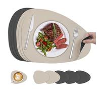 KitchenBoss Set de Table Lavable, Lot de 6 Dessous de Table et Dessous de Verre, Sets de Table Double Face pour Les Cuisines, Tables à Manger, Bureaux, Gris Anthracite + Beige, 40x30cm