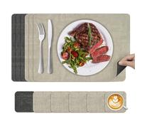 KitchenBoss Set de Table Lavable Plastique: Dessous de Table Double Face, Lot de 6 Sets de Table et Dessous de Verre 43x30cm,10x10cm (Beige + Noir)