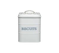 KitchenCraft - Boîte à Biscuits en Inox et Couvercle Étanche, Collection Living Nostalgia, 14.5 x 19 cm - Gris Clair