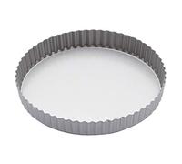 KC BLUE KitchenCraft Non-Stick Round Fluted Flan Tin/Quiche Pan with Loose Base, 25 cm (10")