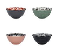 KitchenCraft - Bols en Céramique à Motifs "Designed For Life", Livrés dans un Coffret Cadeau, 15 cm, Set de 4