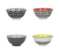 KitchenCraft - Bols en Céramique à Motifs "Monochrome", Livrés dans un Coffret Cadeau, 15 cm, Set de 4