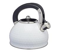 KitchenCraft Bouilloire sifflante Lovello texturée sécurisée par induction, 2,5 L (.5 gal) - Blanc glacier
