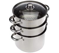 KitchenCraft Casseroles Pour Cuire Les Aliments À La Vapeur, Cuiseur À Vapeur À 3 Niveaux, Résistant À L'Induction, En Acier Inoxydable, Dans Une Boîte Cadeau, 22 cm (9''), Argenté