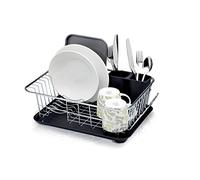 KitchenCraft Égouttoir à Vaisselle avec Bac Collecteur, Plaqué Chrome, 42 x 30,5 x 15,5 cm