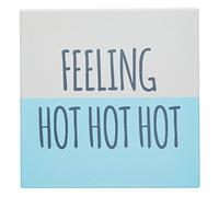 KitchenCraft Funny Feeling Hot Hot Hot Square Ceramic Trivet with Cork Back, 20 x 20 cm (8") - Blue/White