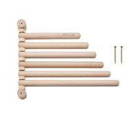 KitchenCraft Idilica Beechwood 6-Rail Wall Rack, support mural en bois avec 6 rails mobiles pour torchons, tabliers et sacs, fixations incluses