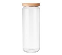 KitchenCraft Idilica bocal de stockage en verre avec couvercle en bois de hêtre, boîte en verre hermétique avec couvercle en bois pour le stockage et l'organisation de la cuisine, 13ml