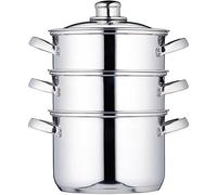 KitchenCraft Induction-Safe Stainless Steel 3-Tier Food Steamer Pan / Stock Pot, 18 cm (7")