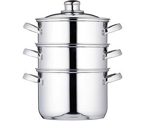 KitchenCraft Induction-Safe Stainless Steel 3-Tier Food Steamer Pan / Stock Pot, 18 cm (7")