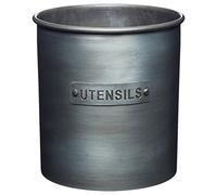 KitchenCraft INDUTENSIL Industrial Kitchen Porte-ustensiles Métallique Vintage, Fer, Gris Métallisé, 13,5 x 13,5 x 14,5 cm