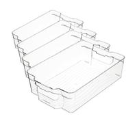 KitchenCraft KC BLUE Bac de Rangement en Plastique, 31.5 x 21 x 9 cm, Transparent (Lot de 4)